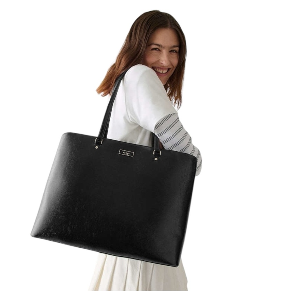 Kate Spade Bridget Black Crinkle Patent Large Tote NWT Retail $399 - Picture 2 of 5